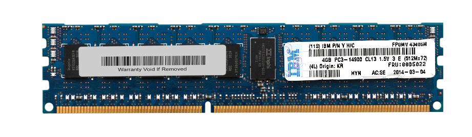 00D5022 IBM 4GB PC3-14900 DDR3-1866MHz ECC Registered CL13 240-Pin DIMM Single Rank Memory Module