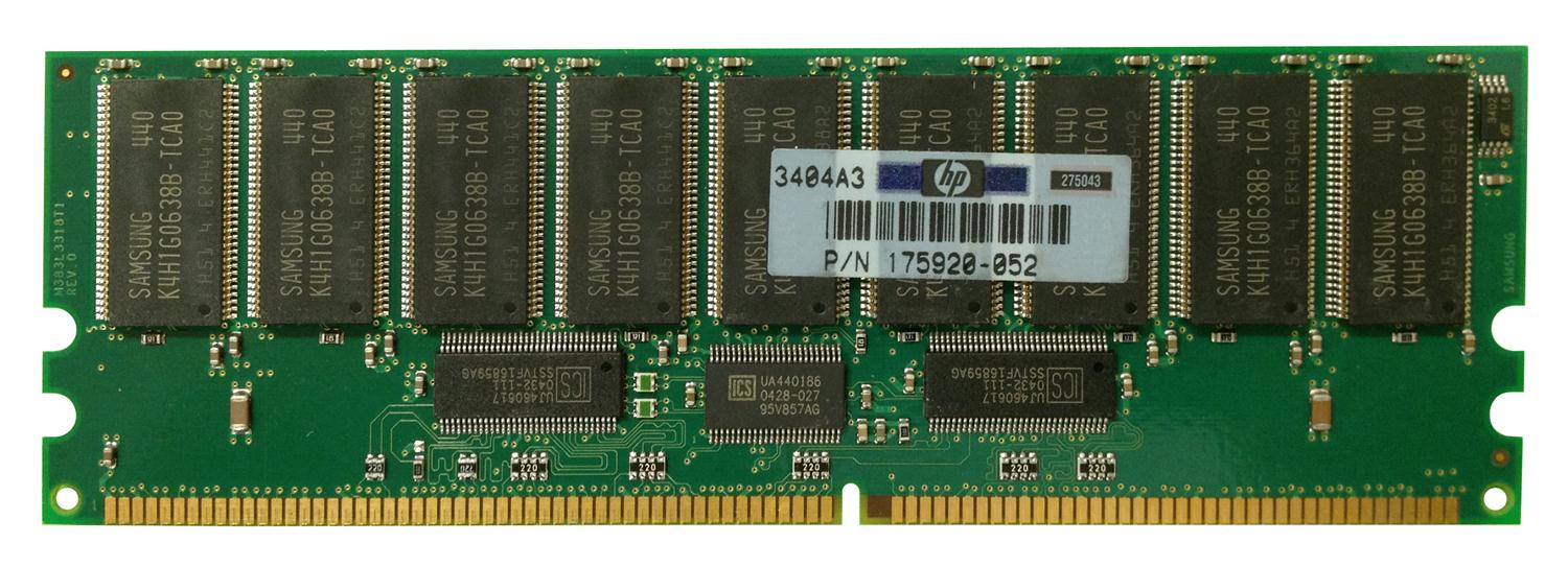 175920-052 HP 2GB PC1600 DDR-200MHz Registered ECC CL2 184-Pin DIMM 2.5V Memory Module