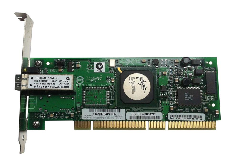 281541-B21 HP QLogic Single-Port LC 2Gbps Fibre Channel PCI-X Host Bus Network Adapter