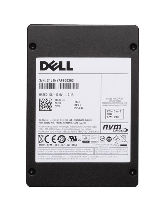 400-AERY Dell 1.6TB MLC PCI Express 3.0 x4 Hot Swap U.2 2.5-inch Internal Solid State Drive (SSD)