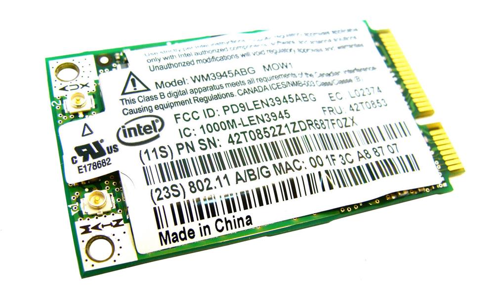 42T0853 IBM PRO/Wireless 3945ABG 54Mbps IEEE 802.11a/b/g Mini PCI Express Wireless Network Adapter for ThinkPad