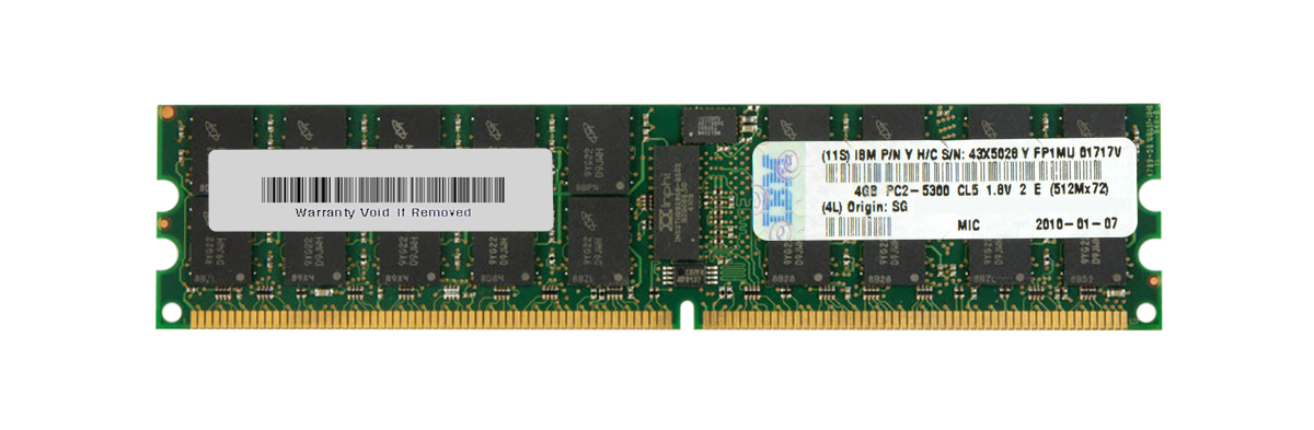 43X5028-04 IBM 4GB PC2-5300 DDR2-667MHz ECC Registered CL5 240-Pin DIMM Dual Rank Memory Module