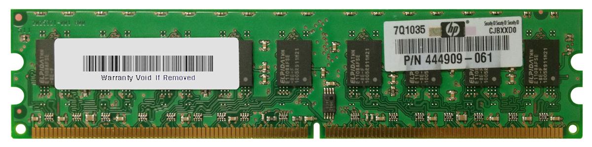 444909-061 HP 2GB PC2-6400 DDR2-800MHz ECC Unbuffered CL6 240-Pin DIMM Dual Rank Memory Module