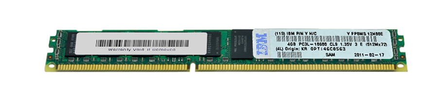 46C0563-RFB IBM 4GB PC3-10600 DDR3-1333MHz ECC Registered CL9 240-Pin DIMM 1.35V Low Voltage Very Low Profile (VLP) Single Rank Memory Module
