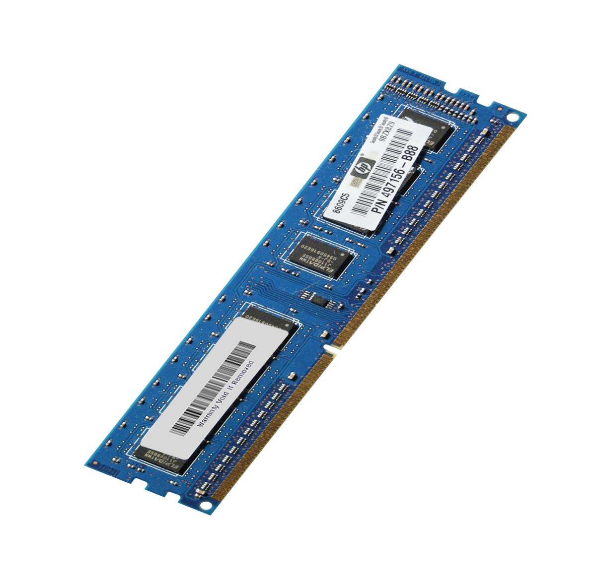 497156-B88 HP 1GB PC3-10600 DDR3-1333MHz non-ECC Unbuffered CL9 240-Pin DIMM Single Rank Memory Module