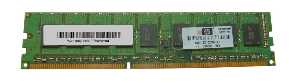 500209-061 HP 2GB PC3-10600 DDR3-1333MHz ECC Unbuffered CL9 240-Pin DIMM Dual Rank Memory Module for ProLiant G6 Series Servers