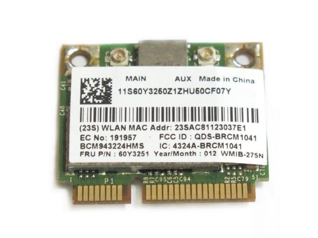 60Y3251-US-06 Lenovo 802.11 a/b/g/n Mini-PCI Express WLAN Wi-Fi Adapter by Broadcom for ThinkPad X100e