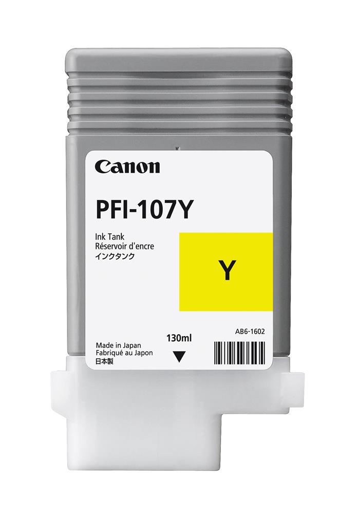 6708B001 Canon PFI-107 130ml Yellow Ink Cartridge for imagePROGRAF iPF680, 685, 780 and 785