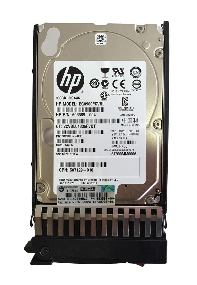 730703-001 HP 900GB 10000RPM SAS 6Gbps Dual Port Hot Swap 2.5-inch Internal Hard Drive