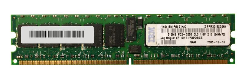 73P2865 IBM 1GB Kit (2 X 512MB) PC2-3200 DDR2-400MHz ECC Registered CL3 240-Pin DIMM Memory