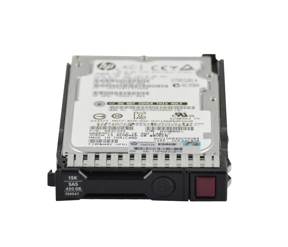 759547-001 HP 450GB 15000RPM SAS 12Gbps Hot Swap 2.5-inch Internal Hard Drive with 3.5-inch Smart Carrier