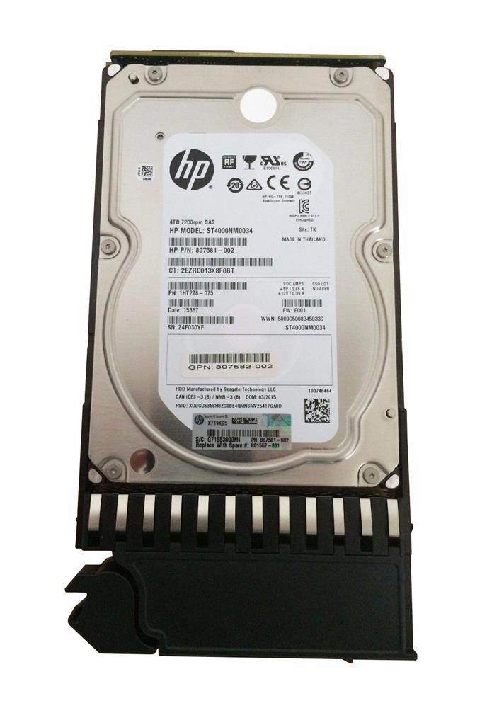 801557-001 HPE 4TB 7200RPM SAS 12Gbps Midline Hot Swap (512e) 3.5-inch Internal Hard Drive