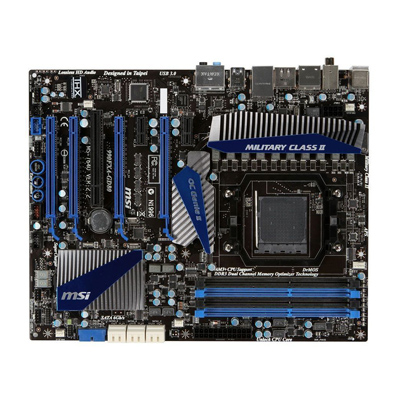 990FXA-GD80V2-A1 MSI Socket AM3+ AMD 990FX/ SB950 Chipset AMD FX/ AMD Phenom II/ AMD Athlon II/ AMD Sempron 100 Series Processors Support DDR3 4x DIMM 6x SATA 6.0Gb/s ATX Motherboard (Refurbished)