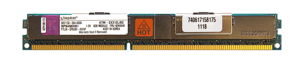 9931138-004.A00G Kingston 8GB PC3-10600 DDR3-1333MHz ECC Registered CL9 240-Pin DIMM Very Low Profile (VLP) Dual Rank Memory Module for IBM