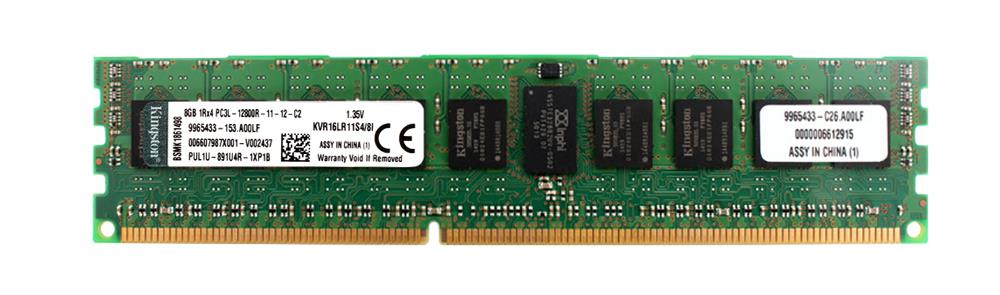 9965433-153.A00LF Kingston 8GB PC3-12800 DDR3-1600MHz ECC Registered CL11 240-Pin DIMM 1.35V Low Voltage Single Rank x4 Memory Module (Intel Certified)