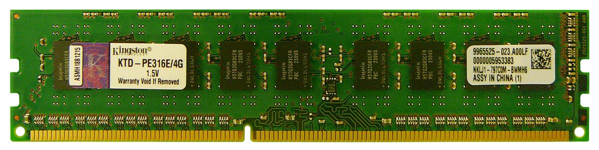 9965525-023.A00LF Kingston 4GB PC3-12800 DDR3-1600MHz ECC Unbuffered CL11 240-Pin DIMM Memory Module
