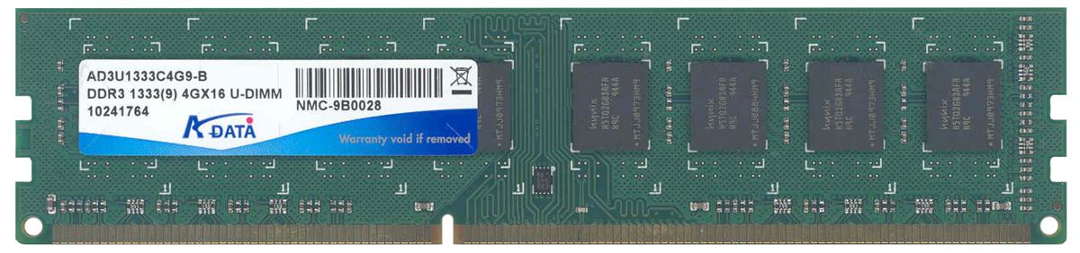 AD3U1333C4G9-B ADATA 4GB PC3-10600 DDR3-1333MHz non-ECC Unbuffered CL9 240-Pin DIMM Dual Rank Memory Module