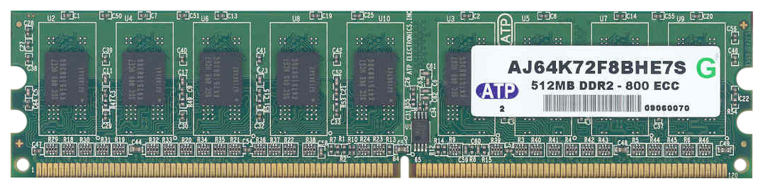 AJ64K72F8BHE7S ATP 512MB PC2-6400 DDR2-800MHz ECC Unbuffered CL6 240-Pin DIMM Memory Module