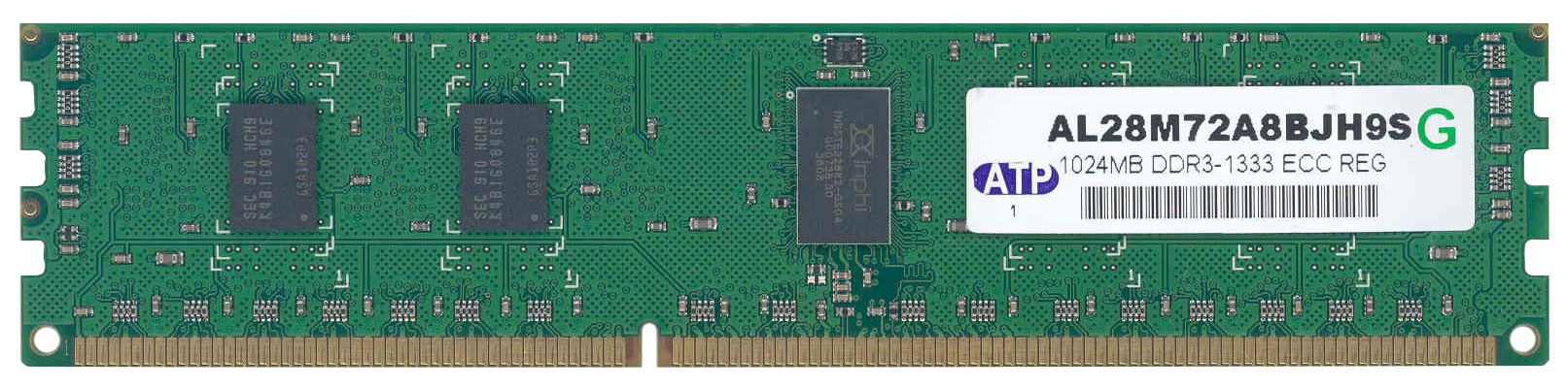 AL28M72A8BJH9S ATP 1GB PC3-10600 DDR3-1333MHz ECC Registered CL9 240-Pin DIMM Very Low Profile (VLP) Single Rank Memory Module
