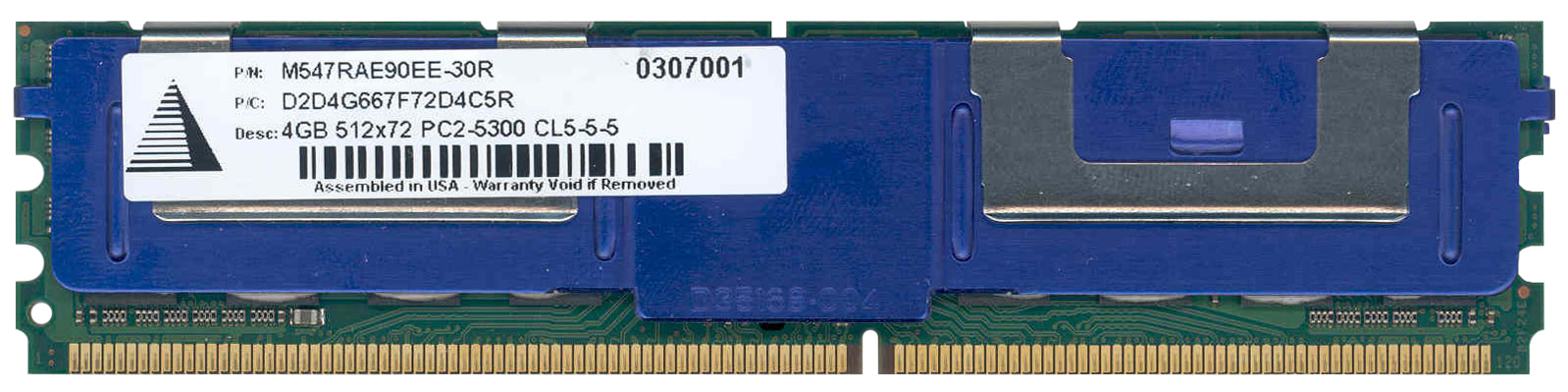 B527M4C90EE-30R Legacy 2GB PC2-5300 DDR2-667MHz ECC Fully Buffered CL5 240-Pin DIMM Dual Rank Memory Module