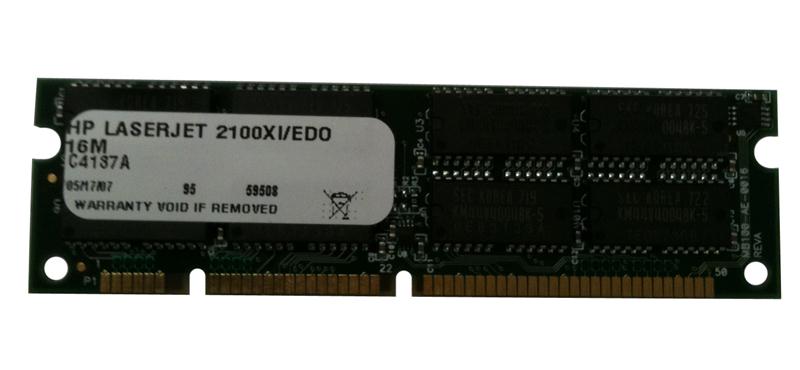 C4137A HP 16MB EDO 60ns non-ECC Unbuffered 100-Pin 32-Bit SoDimm Memory Module for LaserJet 4000/5000/8000/8100 Series Printers