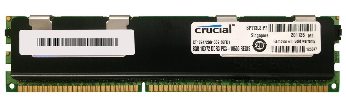 CT102472BB1339.36FD1 Crucial 8GB PC3-10600 DDR3-1333MHz Registered ECC CL9 240-Pin DIMM Dual Rank Memory Module