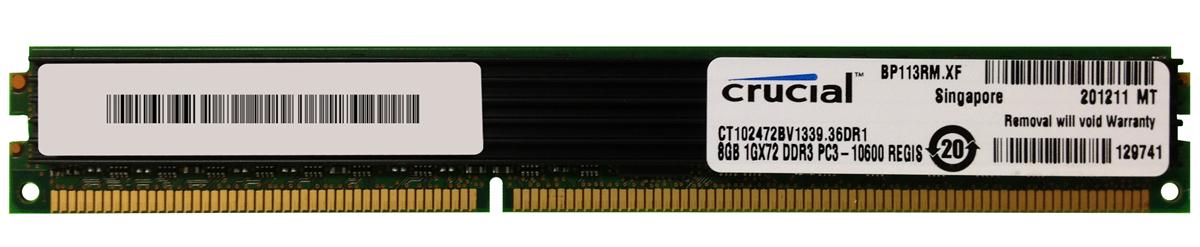 CT102472BV1339 Crucial 8GB PC3-10600 DDR3-1333MHz Registered ECC CL9 240-Pin DIMM Very Low Profile (VLP) Dual Rank Memory Module