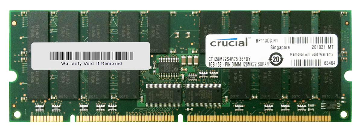CT128M72S4R75 Crucial 1GB PC133 133MHz Registered ECC CL3 168-Pin DIMM Memory Module