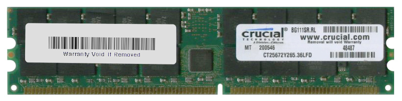 CT25672Y26A.36LF Crucial 2GB PC2100 DDR-266MHz Registered ECC CL2.5 184-Pin DIMM 2.5V Memory Module