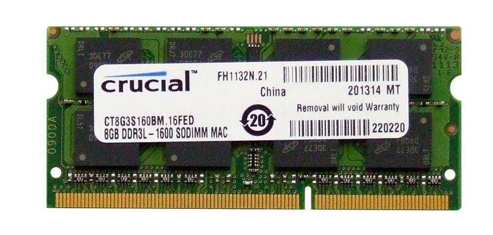 CT2K8G3S160BM.16FED Crucial 16GB Kit (2 X 8GB) PC3-12800 DDR3-1600MHz non-ECC Unbuffered CL11 204-Pin SoDimm Dual Rank Memory