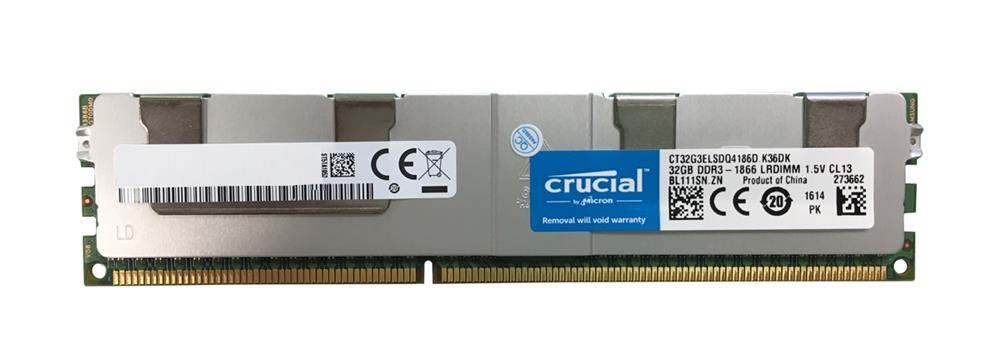 CT32G3ELSDQ4186D Crucial 32GB PC3-14900 DDR3-1866MHz Registered ECC CL13 240-Pin Load Reduced DIMM Quad Rank Memory Module