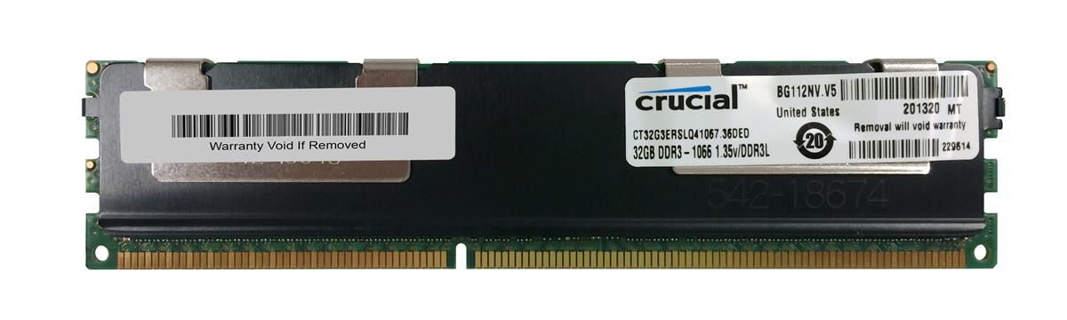 CT32G3ERSLQ41067.36DED Crucial 32GB PC3-8500 DDR3-1066MHz ECC Registered CL7 240-Pin DIMM 1.35V Low Voltage Quad Rank Memory Module