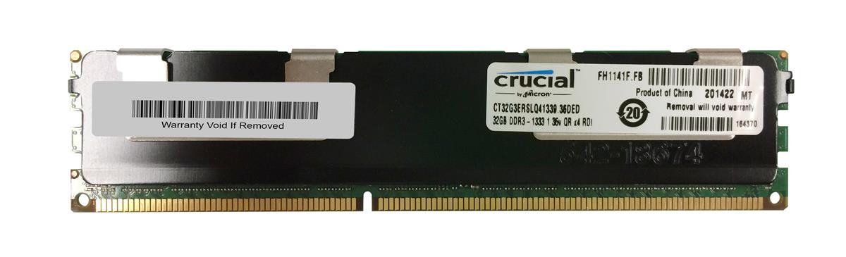 CT32G3ERSLQ41339.36DED Crucial 32GB PC3-10600 DDR3-1333MHz ECC Registered CL9 240-Pin DIMM 1.35V Low Voltage Quad Rank Memory Module
