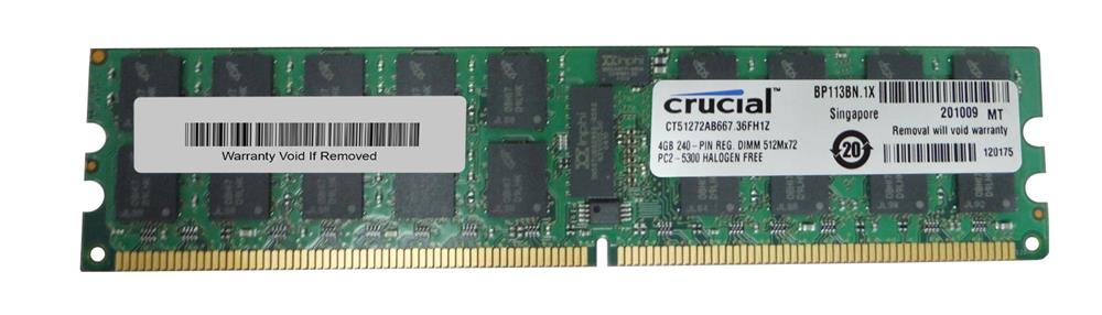 CT51272AB667.36FH1Z Crucial 4GB PC2-5300 DDR2-667MHz Registered ECC CL5 240-Pin DIMM Memory Module