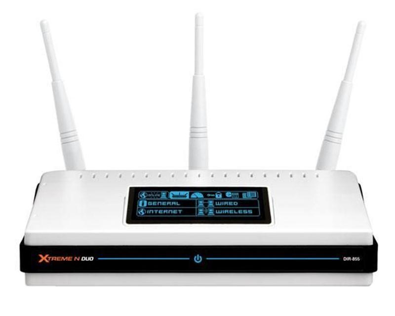 DIR-855/B D-Link Xtreme N Duo Media Wireless Router + 4-port Switch En Fast En Gigabit En 802.11b 802.11a 802.11g 802.11n (Refurbished)