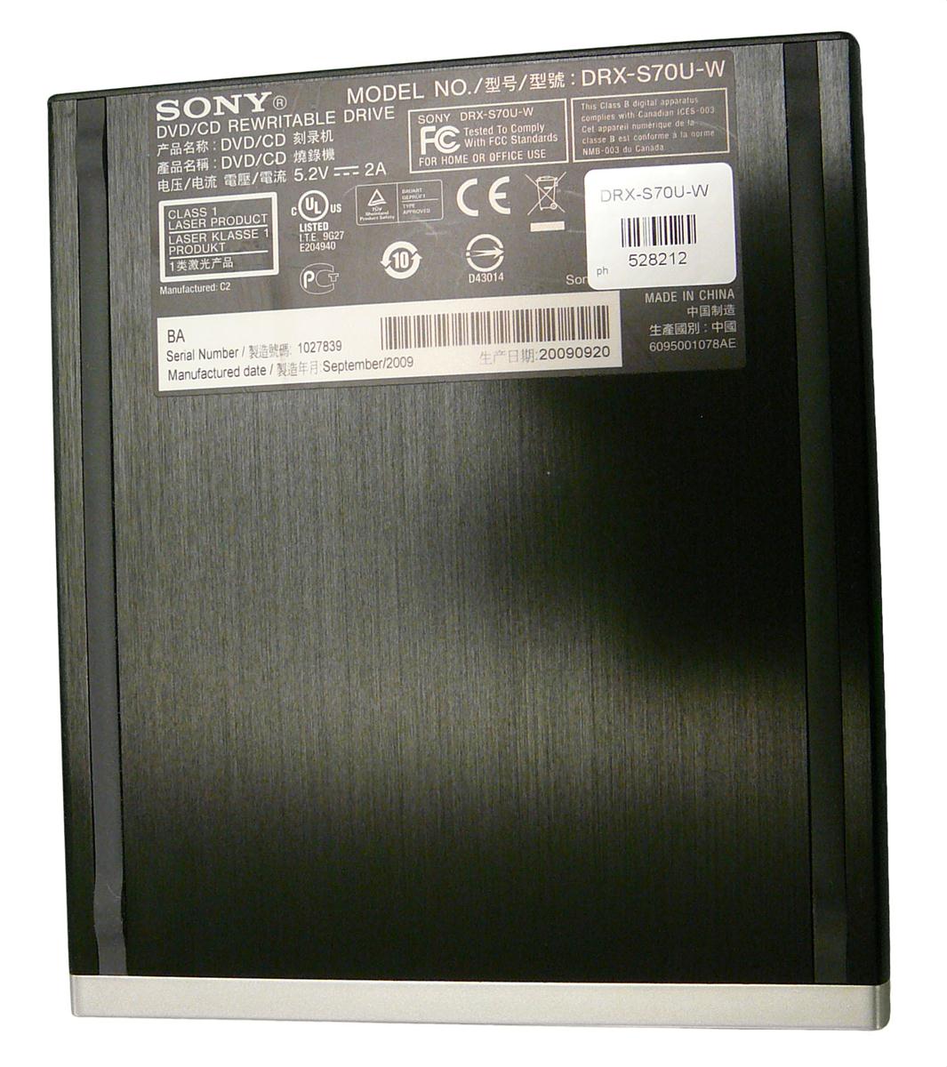 DRX-S70U-W Sony 8x 12.7mm DVD-RW Dual Layer Hi-Speed USB External Optical Drive (Black) (Refurbished)