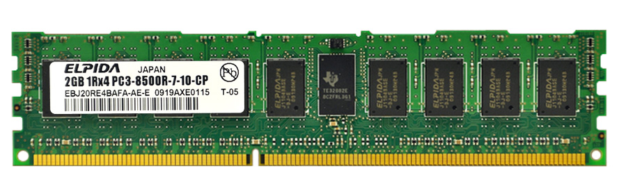 EBJ20RE4BAFA-AE-E Elpida 2GB PC3-8500 DDR3-1066MHz ECC Registered CL7 240-Pin DIMM Single Rank Memory Module