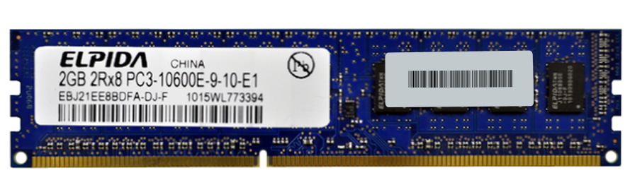EBJ21EE8BDFA-DJ-F Elpida 2GB PC3-10600 DDR3-1333MHz ECC Unbuffered CL9 240-Pin DIMM Dual Rank Memory Module