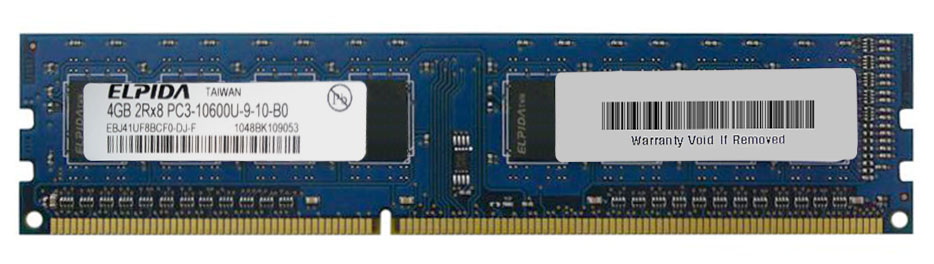 EBJ41UF8BCF0-DJ-F Elpida 4GB PC3-10600 DDR3-1333MHz non-ECC Unbuffered CL9 240-Pin DIMM Dual Rank Memory Module