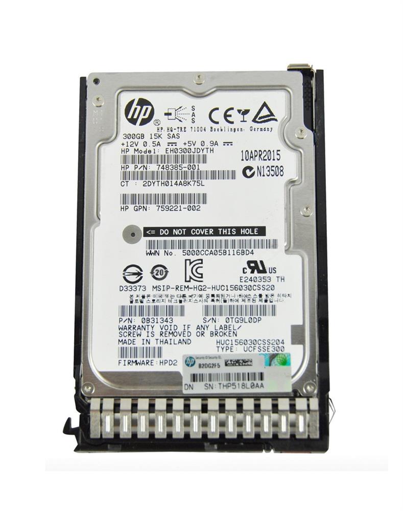EH0300JDYTH HP 300GB 15000RPM SAS 12Gbps Hot Swap 2.5-inch Internal Hard Drive with Smart Carrier