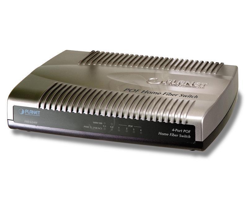 FSD-624SF Planet Technology 4-Port 100Mbps SMI POF + 2-Port Gigabit Web/Smart Manageable Switch (Refurbished)