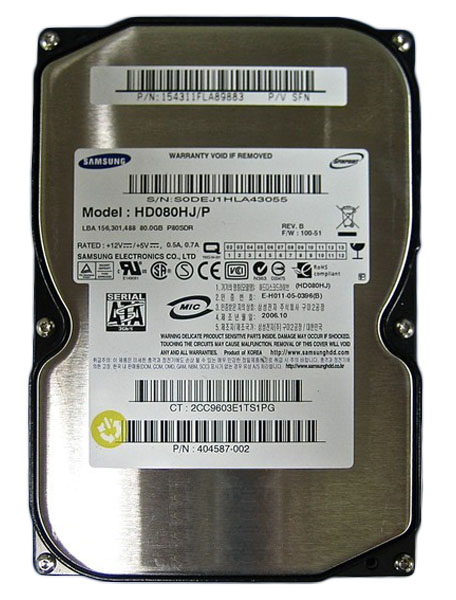HD080HJ/P Samsung Spinpoint P80SD 80GB 7200RPM SATA 3Gbps 8MB Cache 3.5-inch Internal Hard Drive
