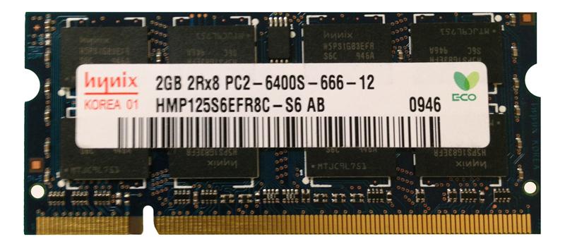 HMP125S6EFR8C-S6 Hynix 2GB PC2-6400 DDR2-800MHZ non-ECC Unbuffered CL6 200-Pin SoDimm Dual Rank Memory Module