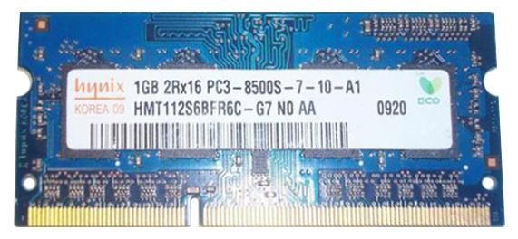 HMT112S6BFR6C-G7 Hynix 1GB PC3-8500 DDR3-1066MHz non-ECC Unbuffered CL7 204-Pin SoDimm Dual Rank Memory Module