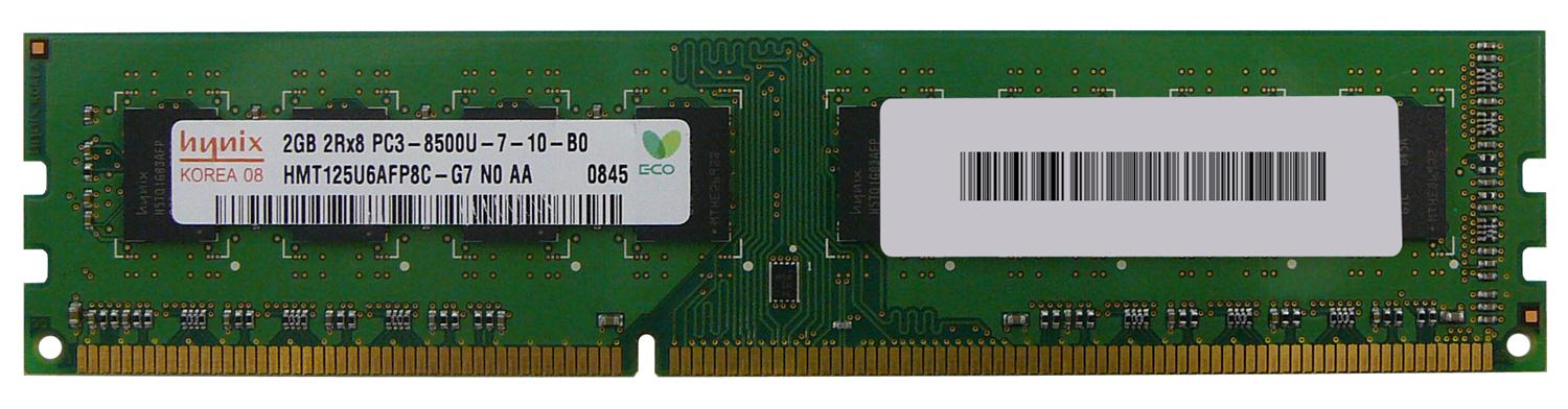 HMT125U6AFP8C-G7 Hynix 2GB PC3-8500 DDR3-1066MHz non-ECC Unbuffered CL7 240-Pin DIMM Dual Rank Memory Module