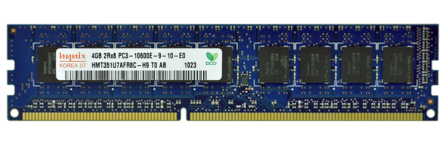 HMT351U7AFR8C-H9 Hynix 4GB PC3-10600 DDR3-1333MHz ECC Unbuffered CL9 240-Pin DIMM Dual Rank Memory Module