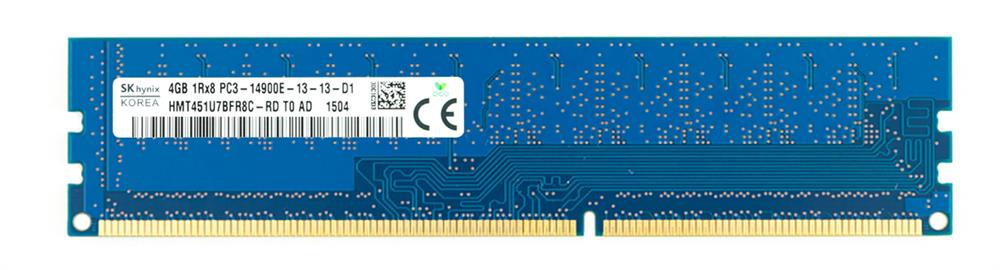 HMT451U7BFR8C-RD Hynix 4GB PC3-14900 DDR3-1866MHz ECC Unbuffered CL13 240-Pin DIMM Single Rank Memory Module