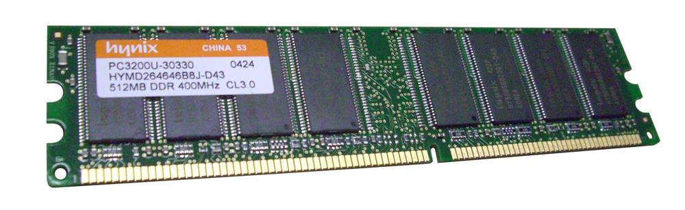 HYMD264646B8J-D43 Hynix 512MB PC3200 DDR-400MHz non-ECC Unbuffered CL2.5 184-Pin DIMM 2.5V Memory Module