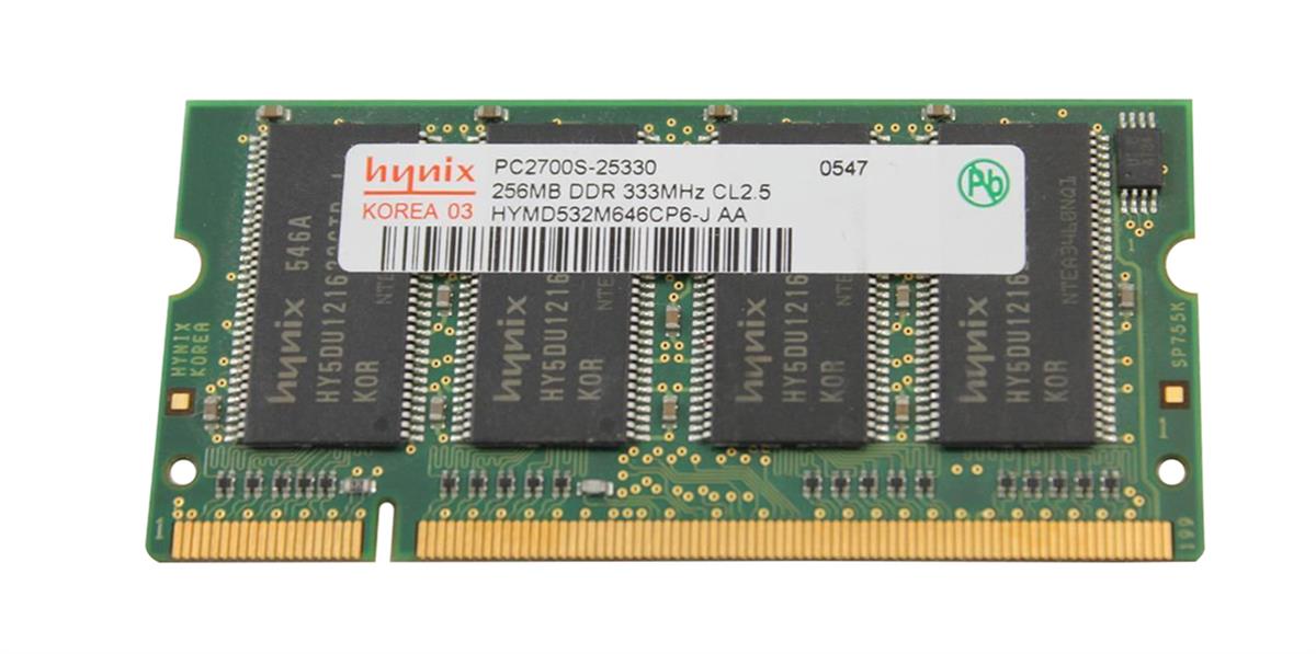 HYMD532M646CP6-J-AA Hynix 256MB PC2700 DDR-333MHz Non-Parity Unbuffered CL2.5 200-Pin SoDimm Memory Module