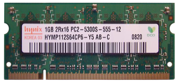 HYMP112S64CP6-Y5-AB-C Hynix 1GB PC2-5300 DDR2-667Mhz non-ECC Unbuffered CL5 200-Pin SoDimm Dual Rank Memory Module